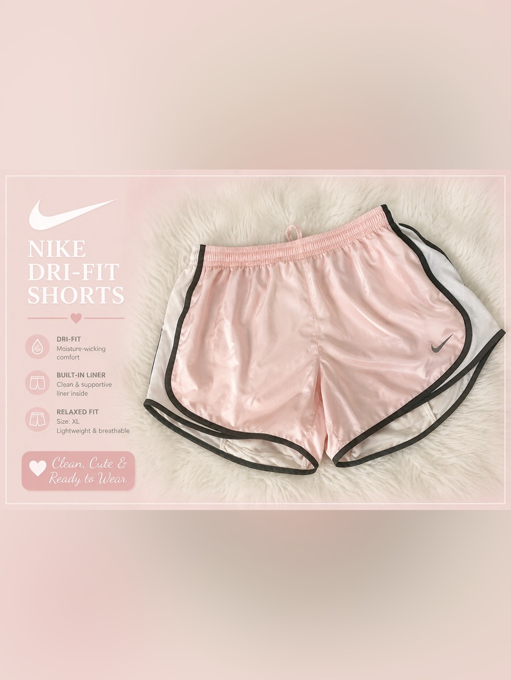 Nike Dri-FIT Pink Running Shorts XL Built-In Liner Athletic Activewear